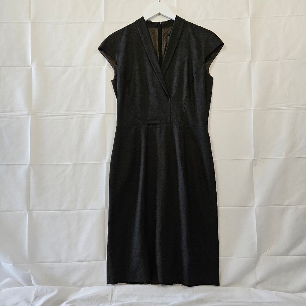 Hugo Boss [Please Read] Sleeveless Black Vneck Office Midi Dress Wool Size 2